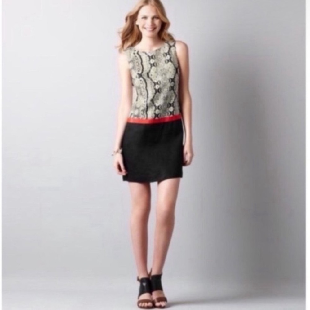 Loft 100% Linen Python Color Block Dress